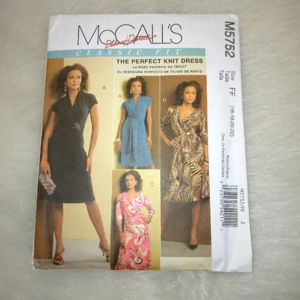 MCCALL'S M5752 Sz 16-22, The Perfect Knit Dress , Palmer/Plersch fit